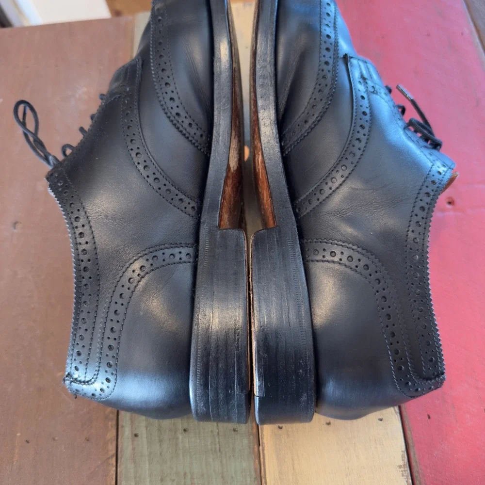 Trickers Whitman Black Leather Wingtip Brogue Derby Shoes Mens 10.5 Made in UK